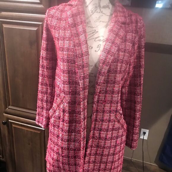 NWT melloday size XS petite pink tweed cardigan - Picture 13 of 16